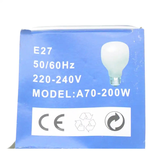 Box of a light bulb with specifications on a white background