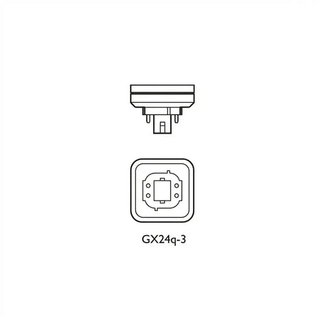 Technical diagram of a GX24q-3 light bulb socket on a white background