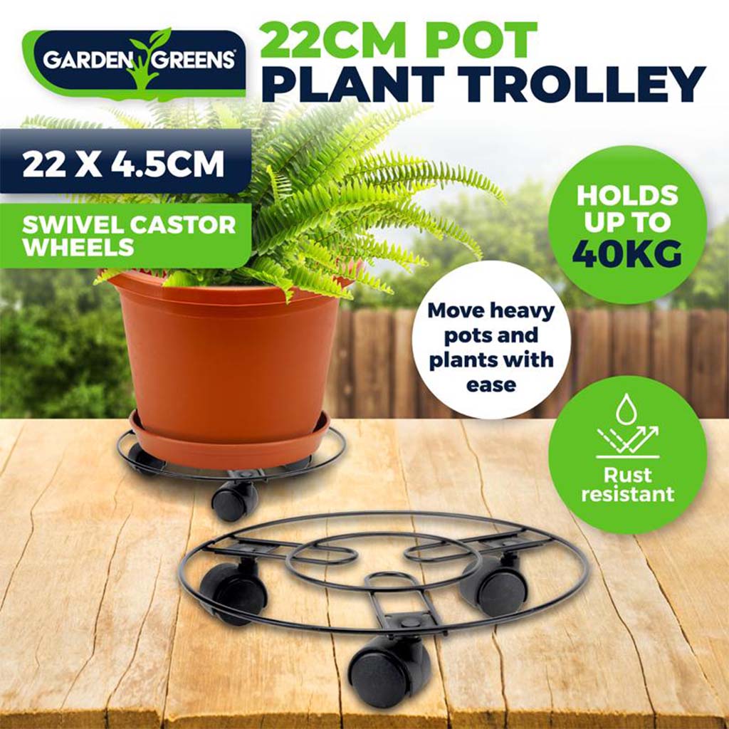 Garden Greens Pot Plant Trolley Black 22cm 40Kg 217427