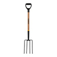 Gardening fork with wooden handle on a white background