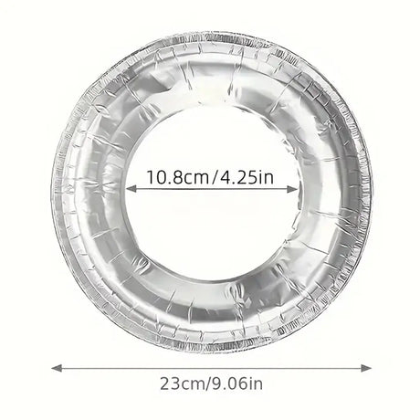 Aluminum foil plate with dimensions labeled on a white background