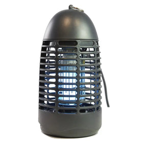 Insect zapper with blue light on a white background