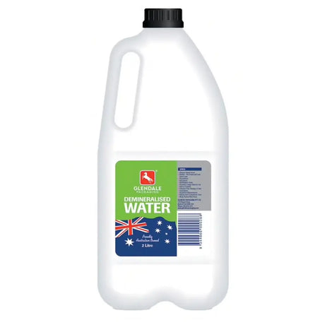 Glencale demineralized water bottle with Australian flag on a white background