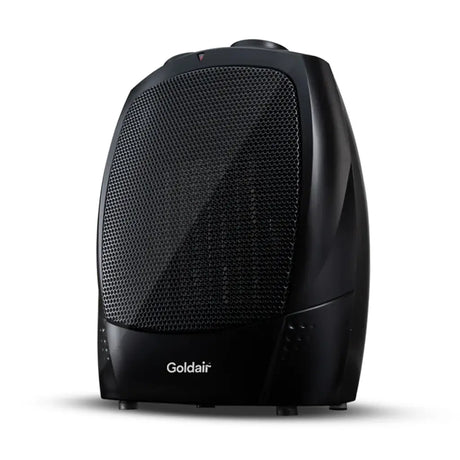 Black Goldair space heater on a white background