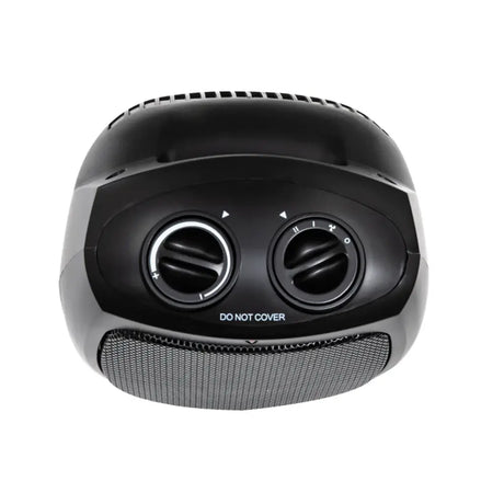 Black car air freshener with dual air vent design on a white background