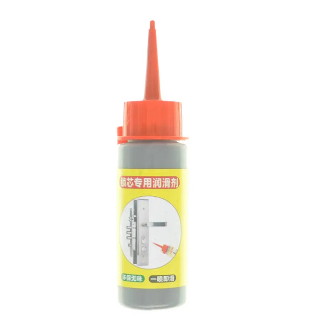 Bottle of lubricant with red cap on a white background