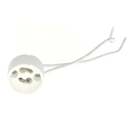 White light bulb with a white cord on a white background