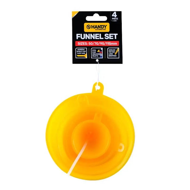 Yellow funnel set with packaging on a white background