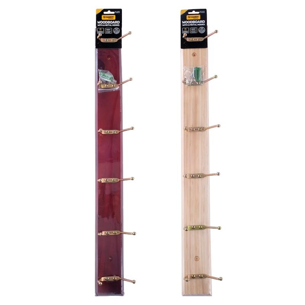 6-Hook Coat Hanger Solid Timber Board 60cm 