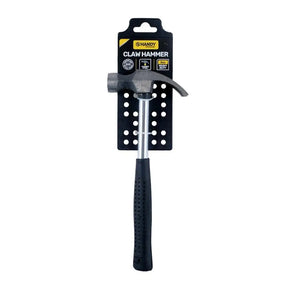 Claw hammer with black handle and silver head on a white background, branded as 'Handy'.