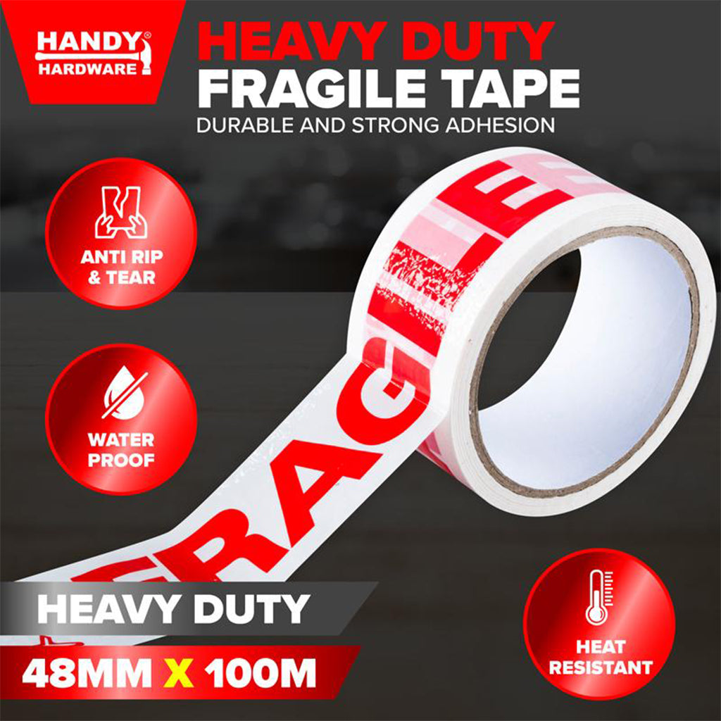 HANDY HARDWARE Heavy Duty Fragile Tape 48mmX100m 251988