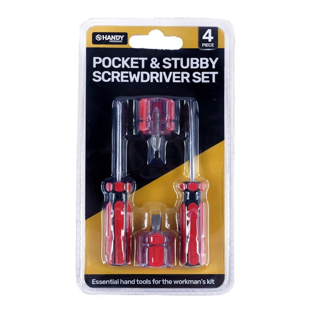Pocket & Stubby Screwdriver Set 4Pcs