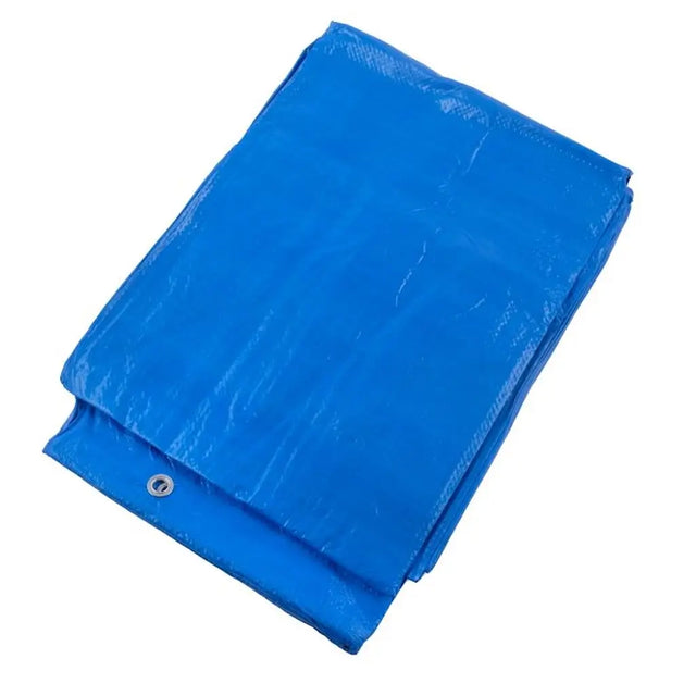 Blue tarp on a white background