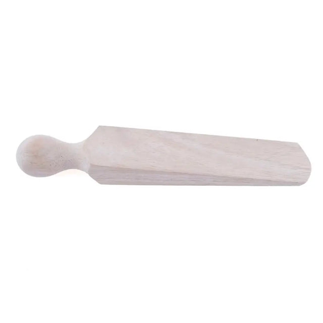 Wooden paddle with a round handle on a white background