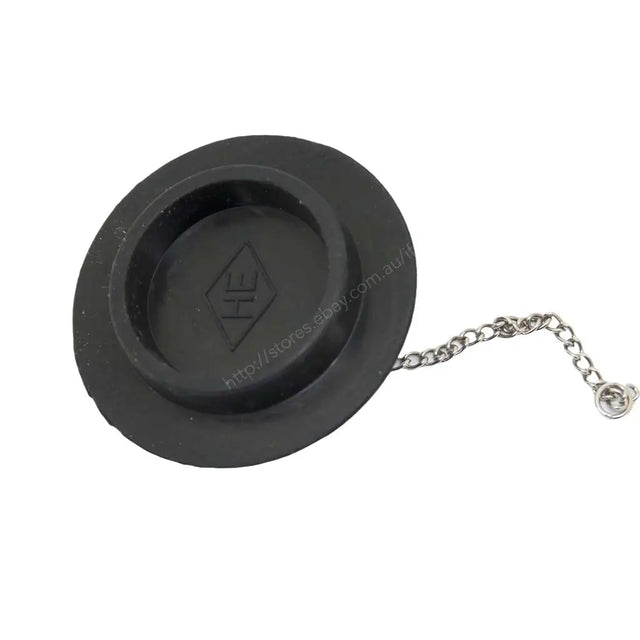 Black rubber plunger with chain on a white background