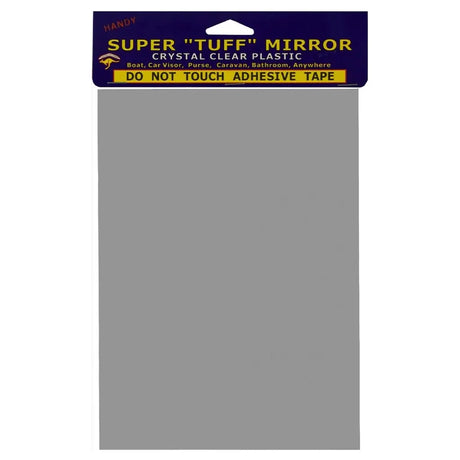 Super 'Tuff' mirror adhesive tape packaging with clear tape inside