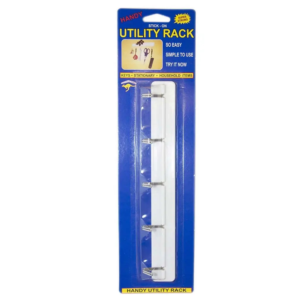Handy Rack Handy Stick-On Utility Rack with 5 Hooks U3 – Double Bay Hardware