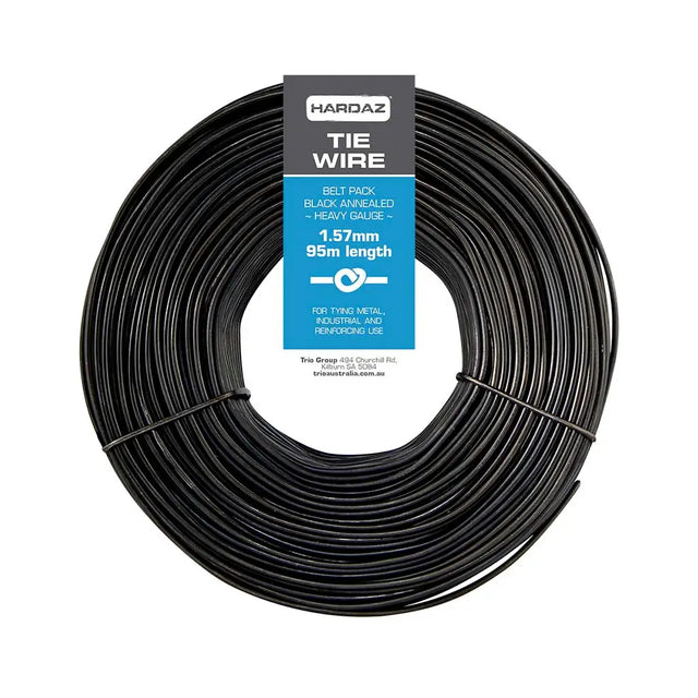 Coiled tie wire with HARDAZ label on a white background