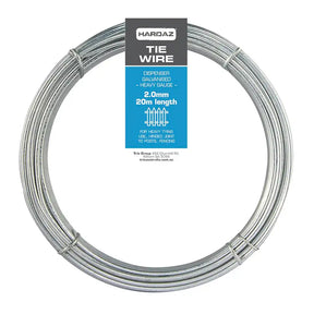 Coiled tie wire with Hardaz branding on a white background