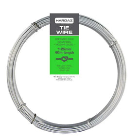 Coil of tie wire with a Hardaz label on a white background