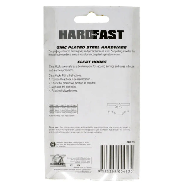 Back of a HARDFAST product packaging with text and branding.