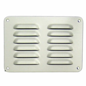 Metallic rectangular vent on a white background