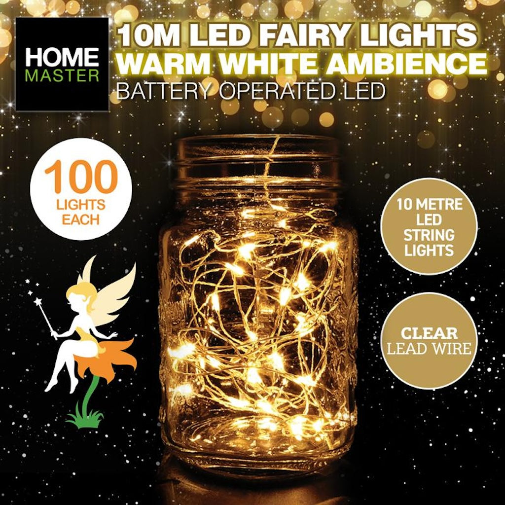HOME MASTER Battery Fairy Lights Warm White 100LED 249237
