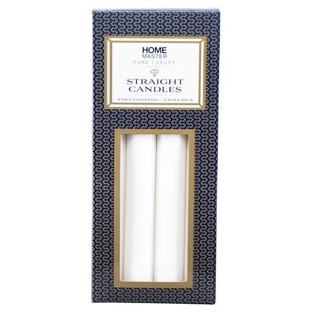 Pack of straight candles in a decorative box with 'Home Master' branding.