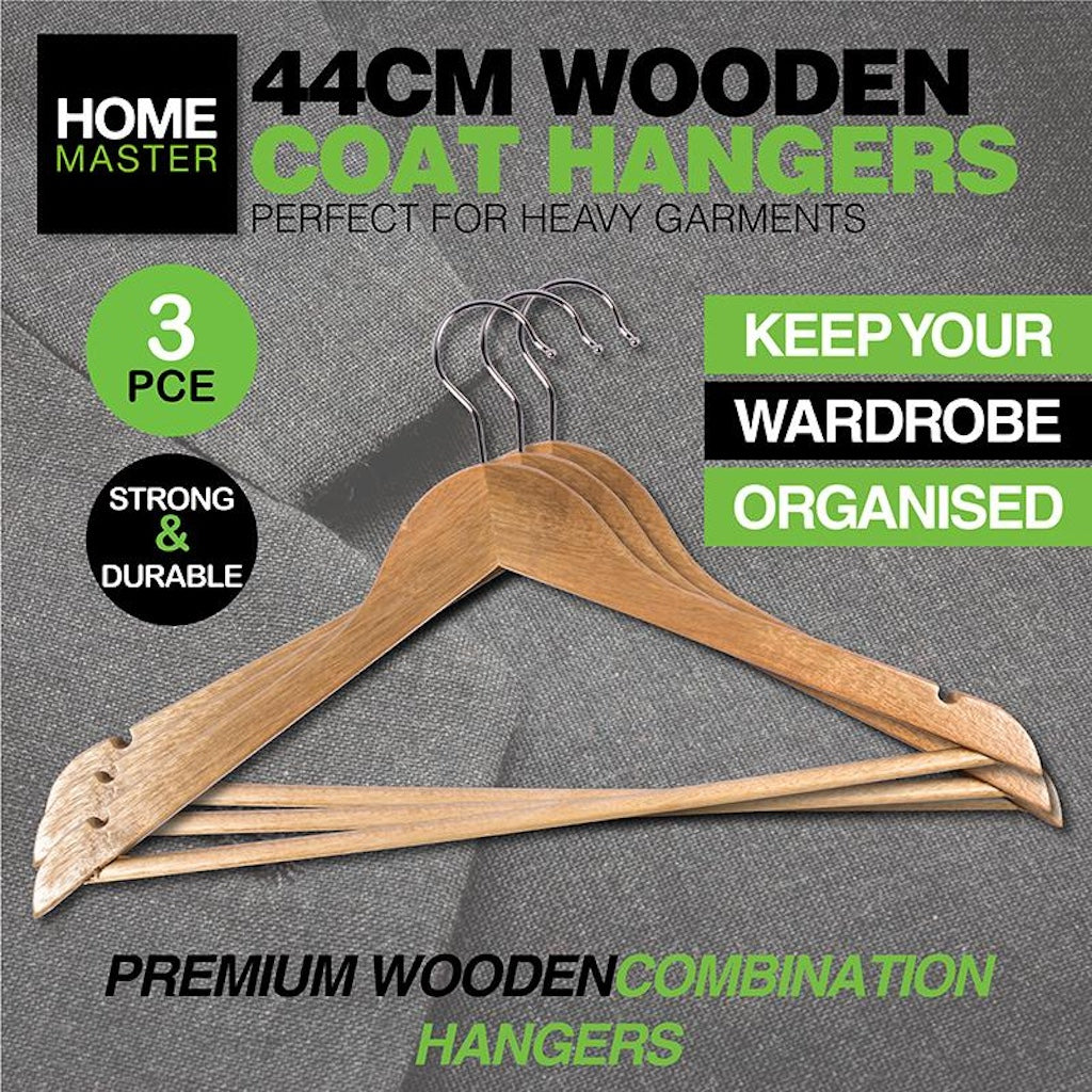 HOME MASTER Wooden Coat Hanger 3Pk 226047
