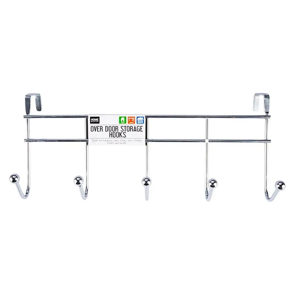 Over-the-door storage hook with multiple hooks on a white background