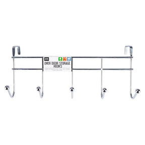 Over-the-door storage hook with multiple hooks on a white background