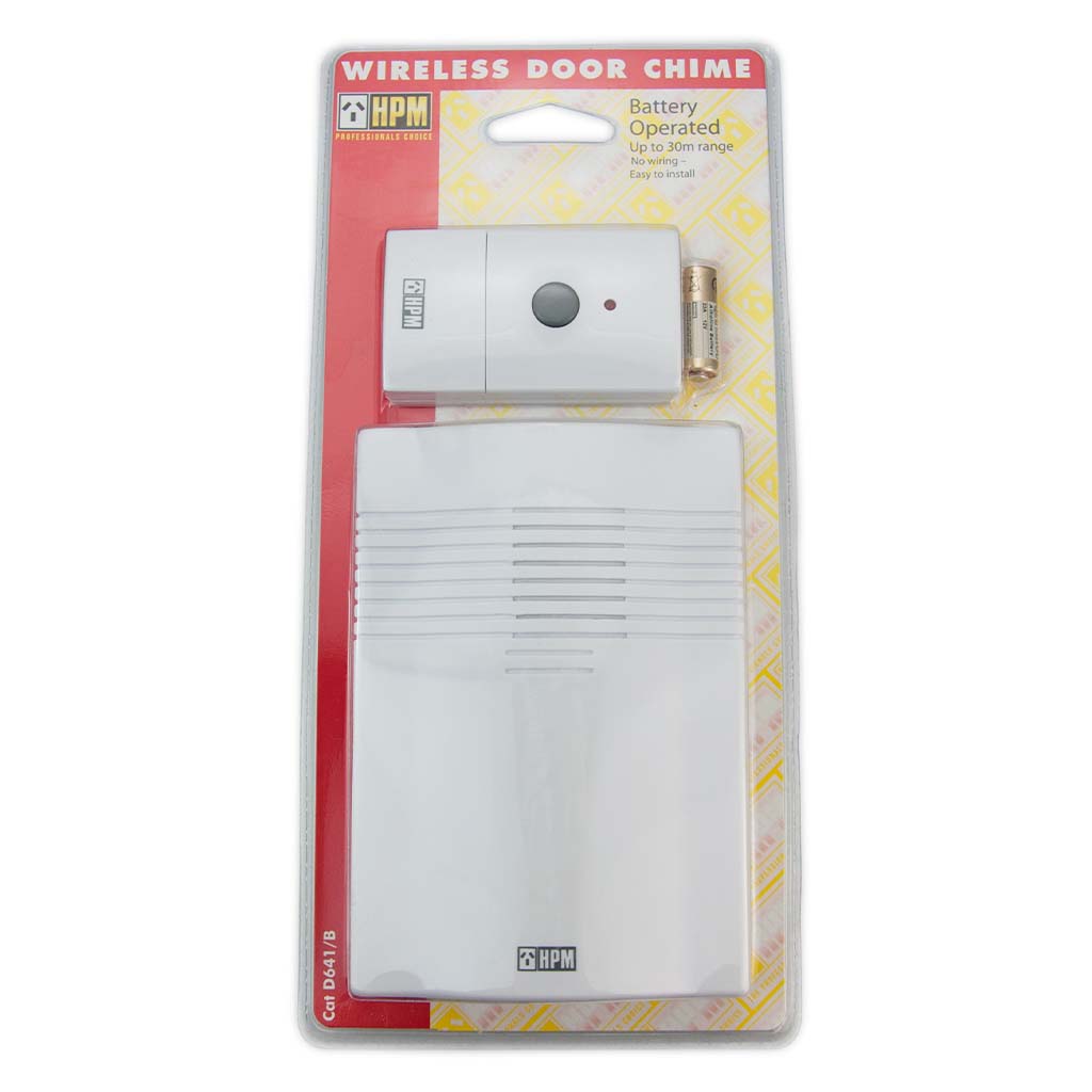 HPM Battery Operated Wireless Door Chime Up to 30 metres Range
