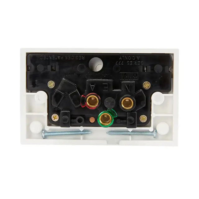 Electrical junction box with various connectors on a white background