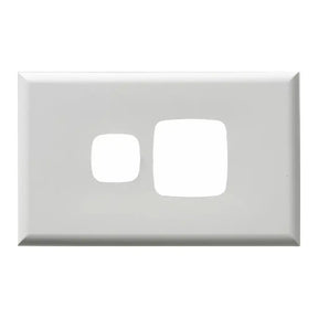 White wall plate with two square openings on a white background