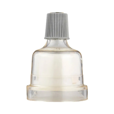 Clear bottle with gray cap on a white background
