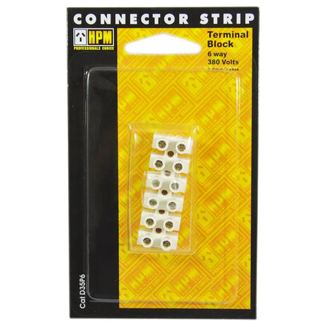 HPM connector strip packaging with terminal block on a yellow background