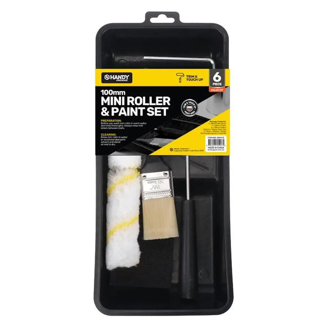 Handy 100mm Mini Roller & Paint Set packaging on a white background