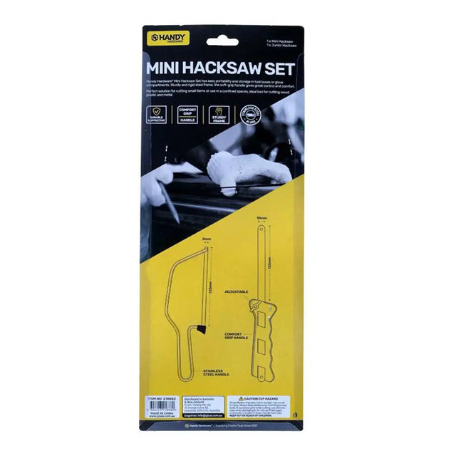 Handy mini hacksaw set packaging on a white background