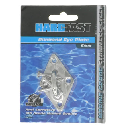 Hardfast diamond eye plate packaging with blue water background