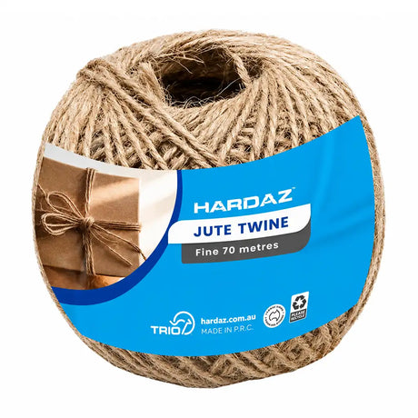 Ball of jute twine with Hardaz branding on a white background