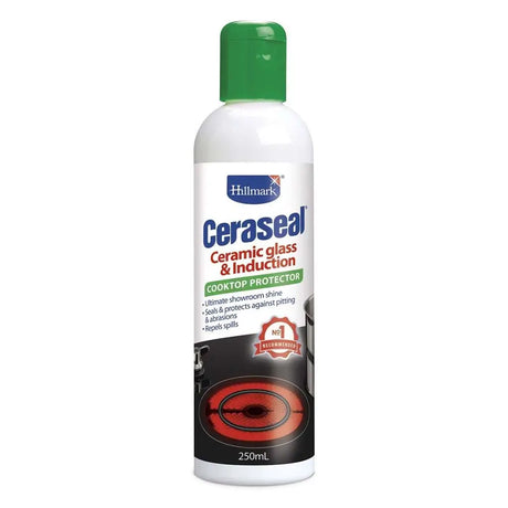 Bottle of Hillmark Ceraseal cooktop protector on a white background