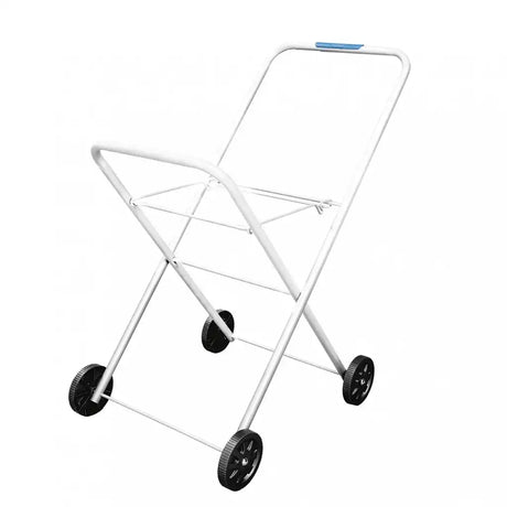 White metal cart with wheels on a white background