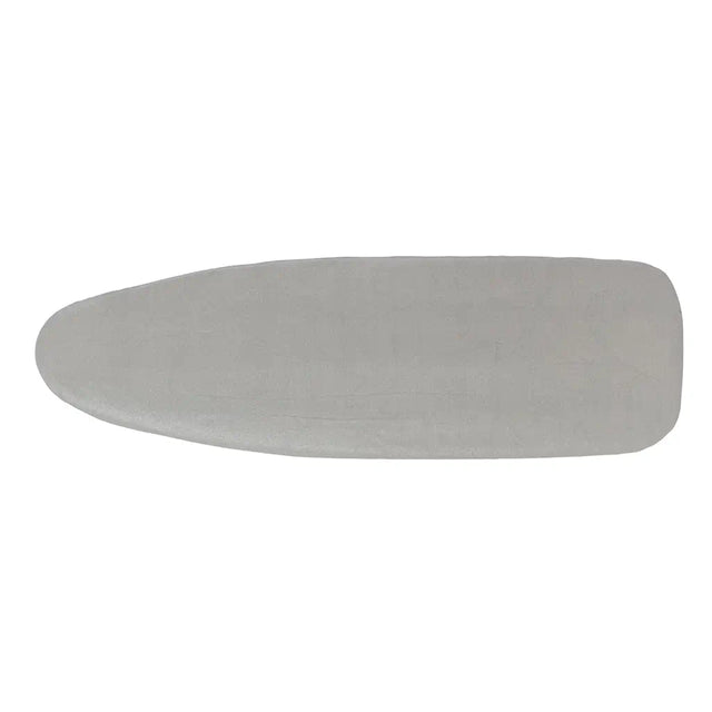 Gray ironing board cover on a white background