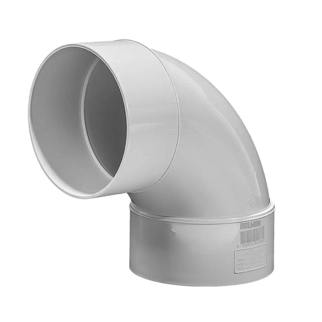 Gray plastic elbow pipe fitting on a white background