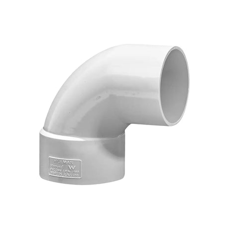 White elbow pipe fitting on a white background
