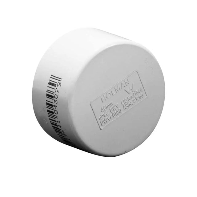 Holman PVC DWV Push On Cap 40mm DWVF0190