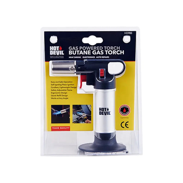 Hot Devil gas-powered torch in packaging on a white background