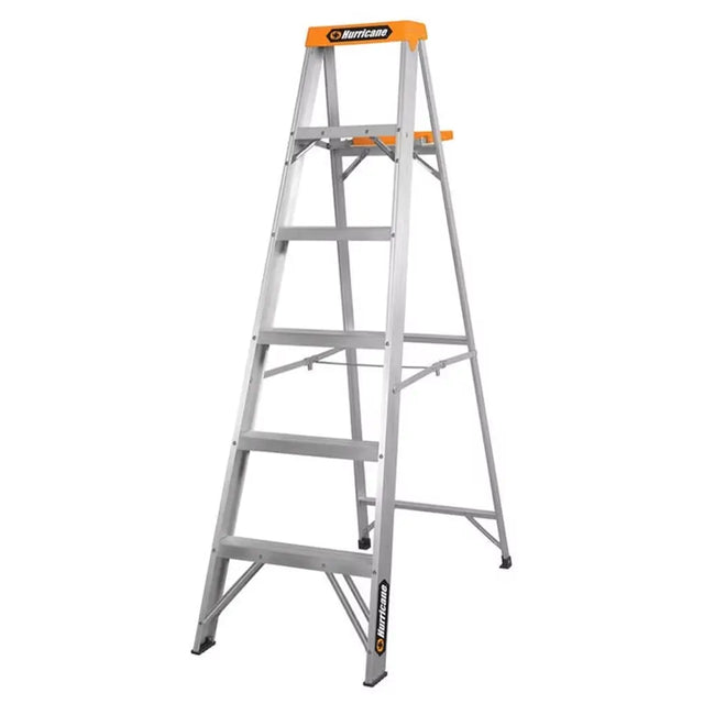Step ladder with orange handle on a white background