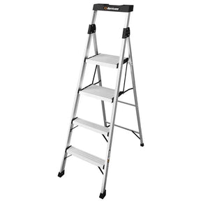 Step ladder with a black handle on a white background