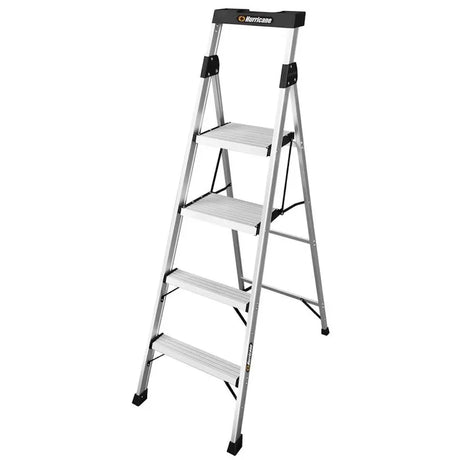 Step ladder with a black handle on a white background